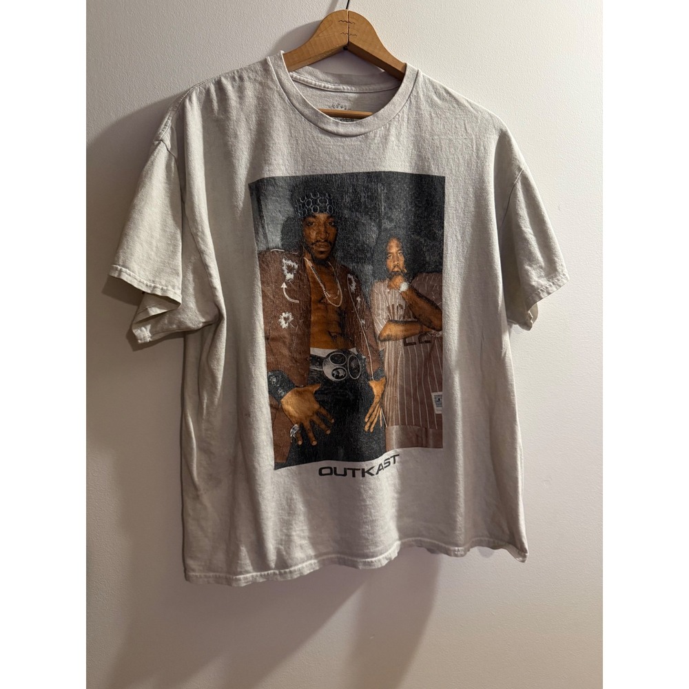 OutKast Mens Graphic T-Shirt Gray Large Andre 3000 Big Boi Hip Hop Rap Tee